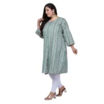 Generic Women's Office wear Golden Foil Capsule A-Line Kurti (Light Green) - Image 5