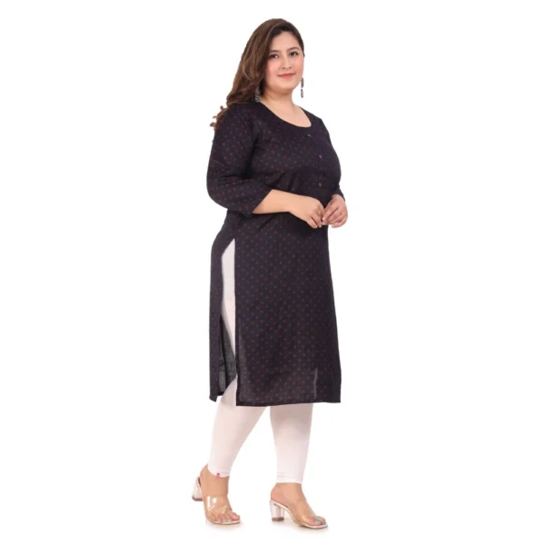 Generic Women's Office wear Bandhni Printed Capsule Straight Kurti (Navy Blue) - Image 5