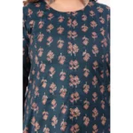 Generic Women's Office wear Floral Printed Capsule Princess Cut Kurti (Green) - Image 3