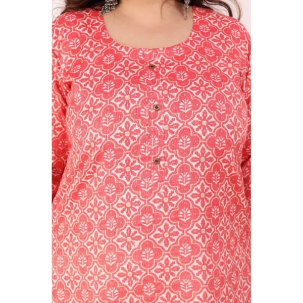 Generic Women's Office wear Designer Printed Capsule Straight Kurti (Pink) - Image 4