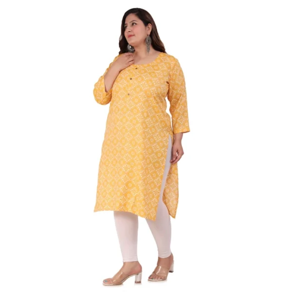 Generic Women's Office wear Designer Printed Capsule Straight Kurti (Yellow) - Image 5