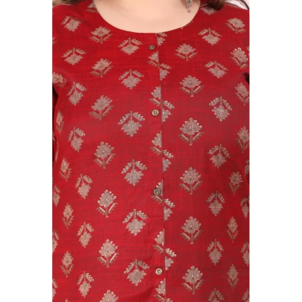 Generic Women's Office wear Floral Printed Capsule A-Line Kurti (Maroon) - Image 3