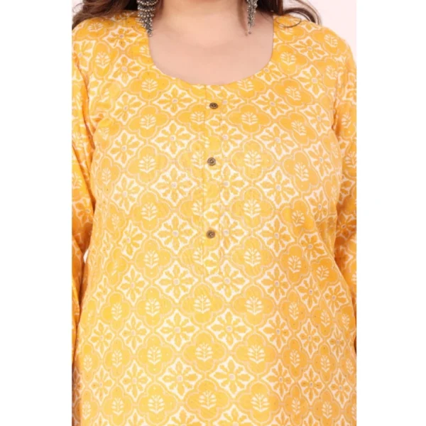 Generic Women's Office wear Designer Printed Capsule Straight Kurti (Yellow) - Image 4
