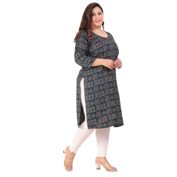 Generic Women's Office wear Designer Printed Capsule Straight Kurti (Dark Green) - Image 7