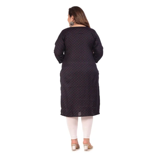 Generic Women's Office wear Bandhni Printed Capsule Straight Kurti (Navy Blue) - Image 4