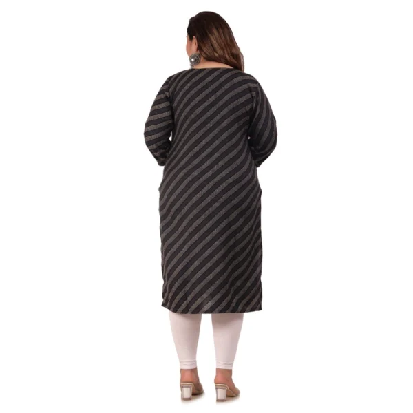 Generic Women's Office wear Stripe Capsule Straight Kurti (Black) - Image 4