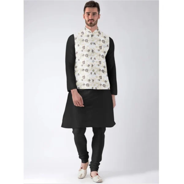 Generic Men's Jacquard Printed Full Sleeve Waistcoat (Beige) - Image 2