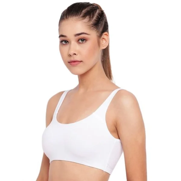 Enamor SB06 Women's Cotton Low Impact Non-Padded, Non-Wired, High-Coverage Bra (White) - Image 5