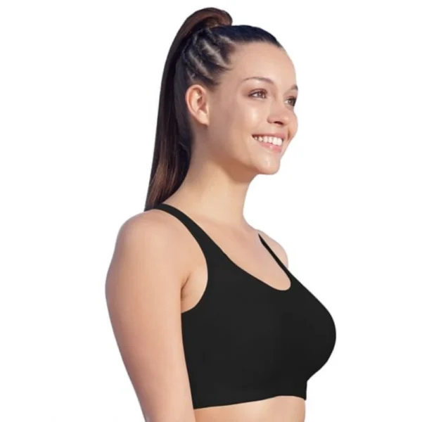 Enamor SB06 Women's Cotton Low Impact Non-Padded, Non-Wired, High-Coverage Bra (Black) - Image 4