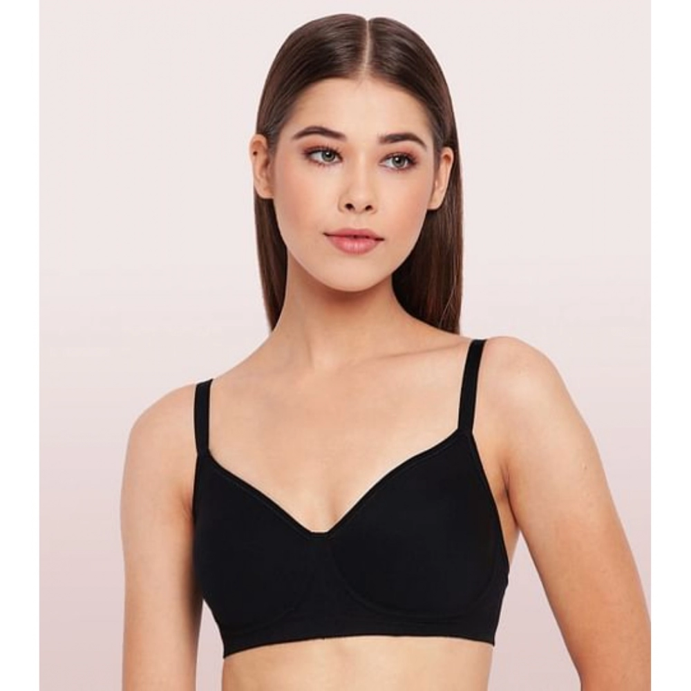 Enamor A042 Women’s Cotton Everyday Non Padded And Wirefree Bra (Black)