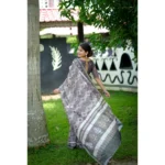 Generic Women's Cotton Printed Saree With Unstitched Blouse (Grey, 5.5 Mtr) - Image 3