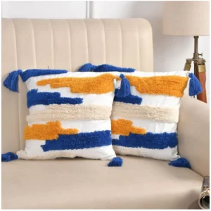 Generic Cotton Tufted Cushion Pillow Cover 16x16 Inch Pack of 2 (CutSatal)