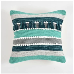Generic Cotton Handcrafted Pit Loom Cushion Cover 16x16 Inch Pack of 2 (Green)