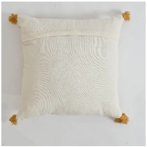 Generic Cotton Flower Tufted Cushion Pillow Cover 16x16 Inch Pack of 2 (Yellow) - Image 2