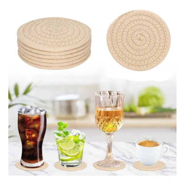 Generic Cotton Rope Drink Coasters 6 Pcs Set (Cream) - Image 4