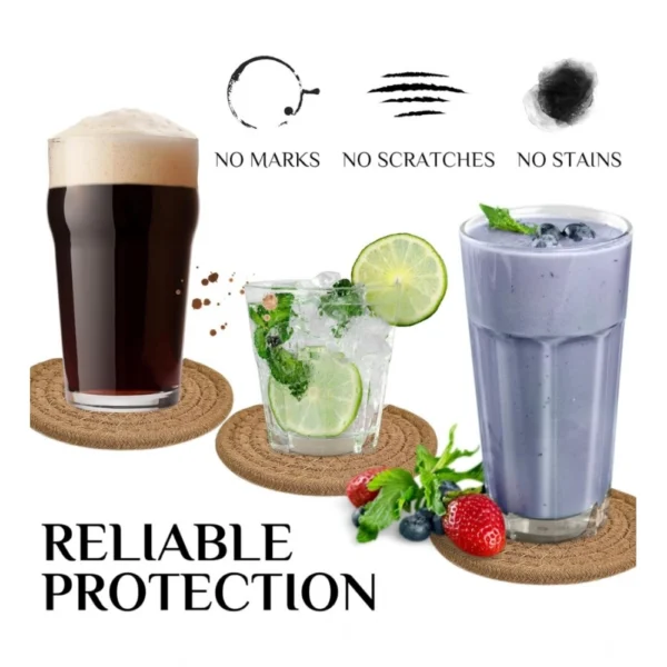 Generic Cotton Rope Drink Coasters 4 Pcs Set (Beige) - Image 2