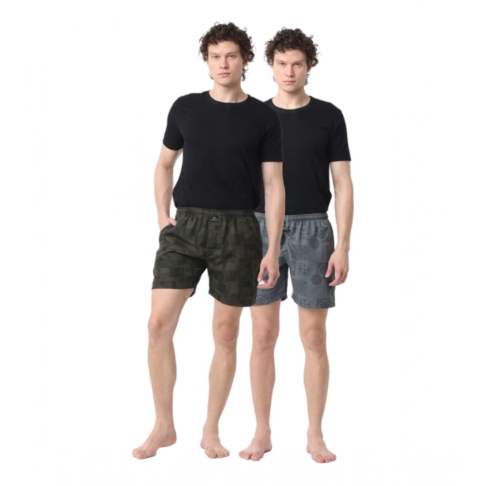 Generic Pack_of_2 Men’s Polycotton Printed Boxer Shorts (Multicolor)