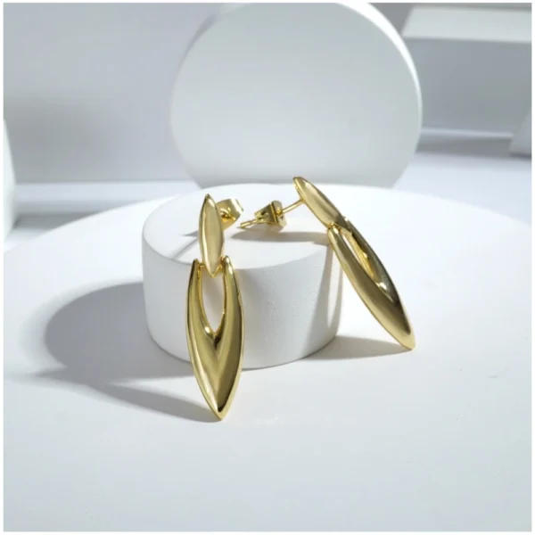 Generic Women's brassNew Gold Tone Polish Mini Office Earrings (Gold Plated) - Image 2