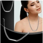 Generic Women's Stainless Steel Silver Polish Hand Bracelet And Necklace (Silver Plated) - Image 2