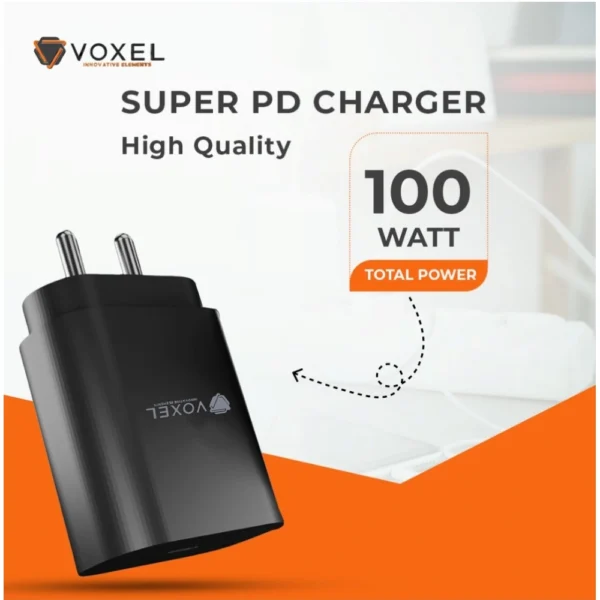 Generic VOXEL 100 Watt ' C ' Port PD Fast Charger AB Plastic (Black) - Image 3