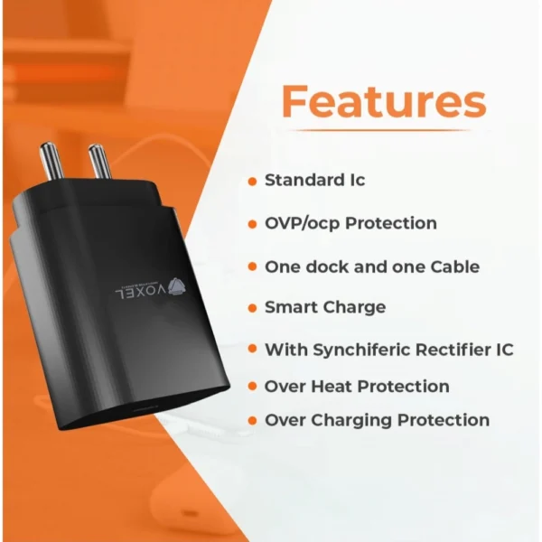 Generic VOXEL 100 Watt ' C ' Port PD Fast Charger AB Plastic (Black) - Image 2