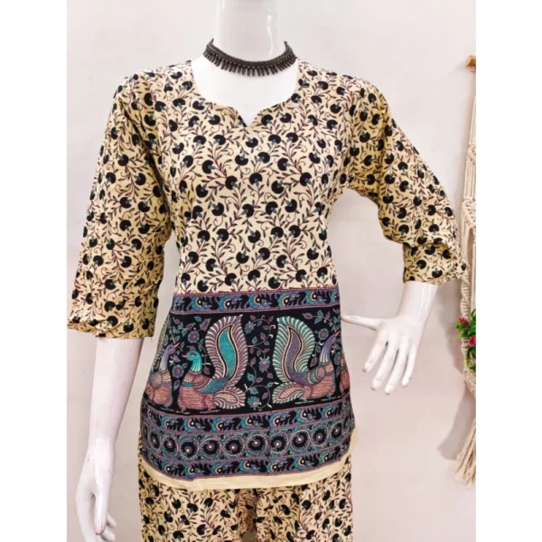 Generic Women's Cotton Jaipuri Printed 3-4th Sleeve Co ord Set (Multicolor) - Image 4