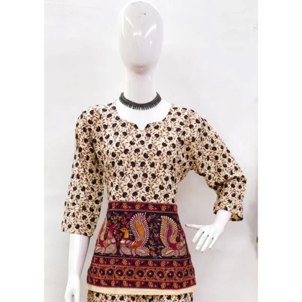 Generic Women's Cotton Jaipuri Printed 3-4th Sleeve Co ord Set (Multicolor) - Image 3