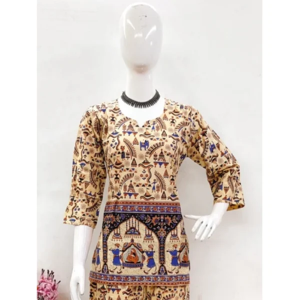 Generic Women's Cotton Jaipuri Printed 3-4th Sleeve Co ord Set (Multicolor) - Image 3