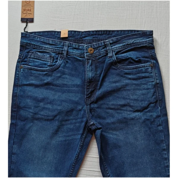 Generic Men's Cotton Blended Solid Tapered Jeans (Blue) - Image 3