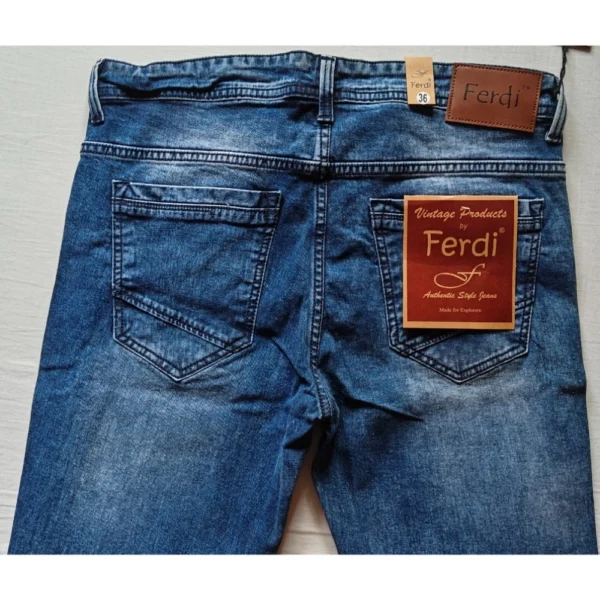 Generic Men's Cotton Blended Solid Tapered Jeans (Blue) - Image 3