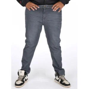 Generic Men's Cotton Blended Solid Plus Size Jeans (Grey)
