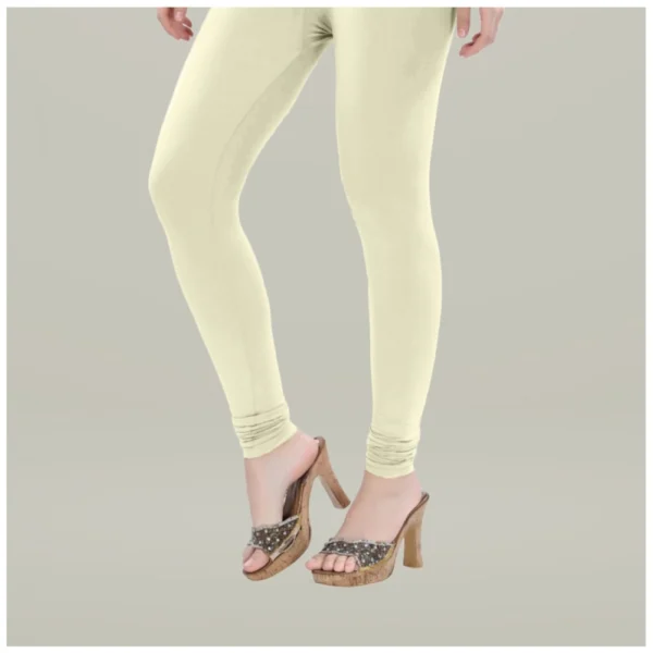 Generic Women's Cotton Blended Solid Churidar leggings (Cream) - Image 4