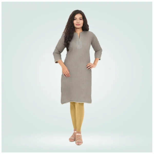 Generic Women's Cotton Blended Solid Shimmer Ankle leggings (Beige)