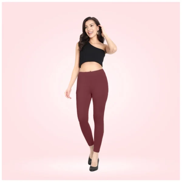 Generic Women's Cotton Blended Solid Ankle legging (Maroon)