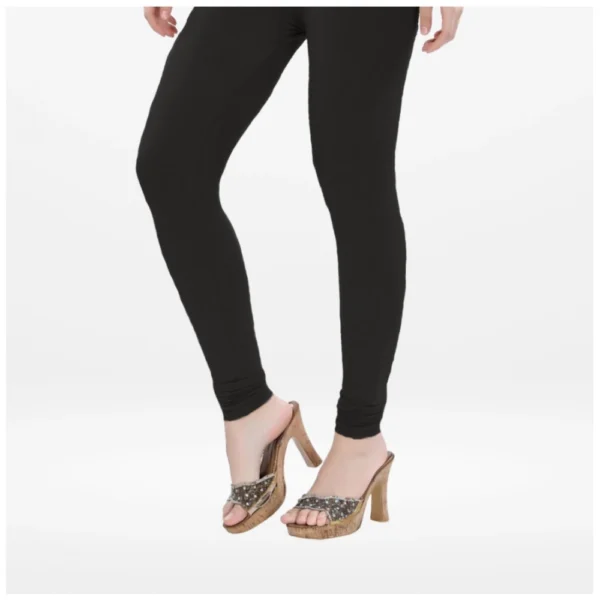 Generic Women's Cotton Blended Solid Churidar leggings (Black) - Image 5