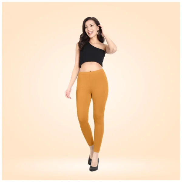 Generic Women's Cotton Blended Solid Ankle legging (Mustard Yellow)