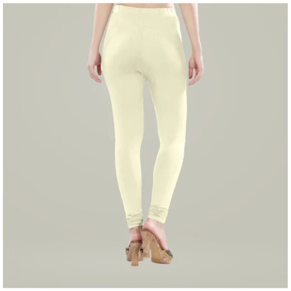 Generic Women's Cotton Blended Solid Churidar leggings (Cream) - Image 3