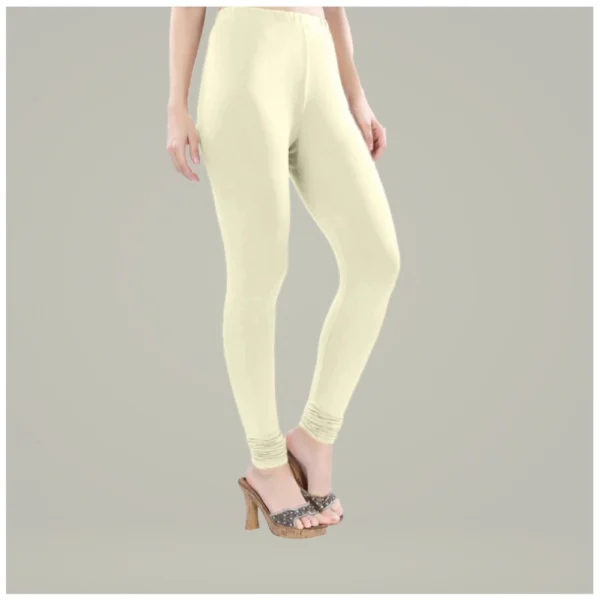 Generic Women's Cotton Blended Solid Churidar leggings (Cream) - Image 2