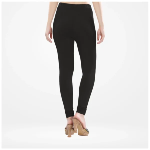 Generic Women's Cotton Blended Solid Churidar leggings (Black) - Image 4