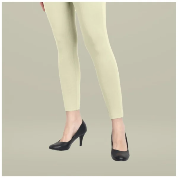 Generic Women's Cotton Blended Solid Ankle legging (Cream) - Image 4