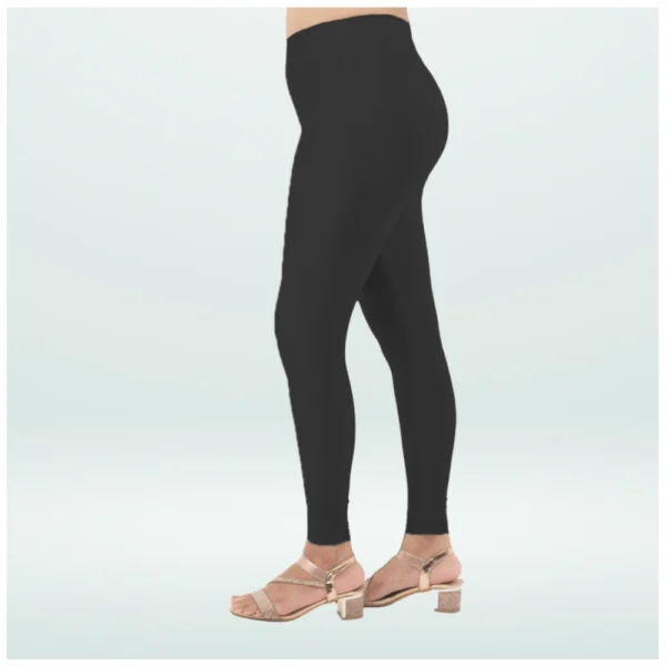 Generic Women's Cotton Blended Solid Shimmer Ankle leggings (Black) - Image 3