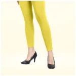 Generic Women's Cotton Blended Solid Ankle legging (Lemon Yellow) - Image 3
