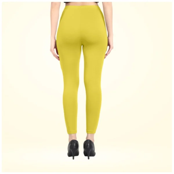 Generic Women's Cotton Blended Solid Ankle legging (Lemon Yellow) - Image 4