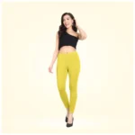 Generic Women's Cotton Blended Solid Ankle legging (Lemon Yellow)