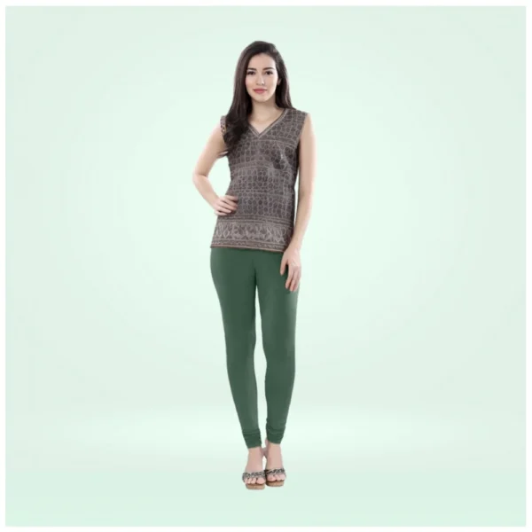 Generic Women's Cotton Blended Solid Churidar leggings (Bottle Green)