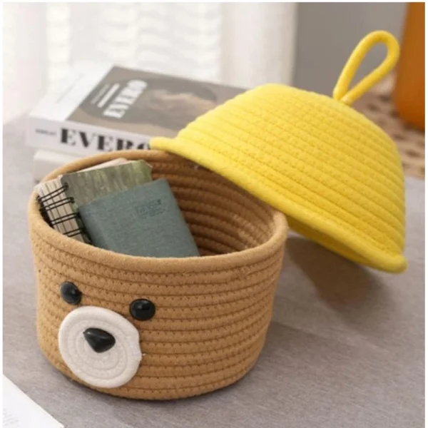 Generic Cotton Box Yellow Lid Inch Pack of 1 Storage Basket For Clothes (Beige) - Image 3
