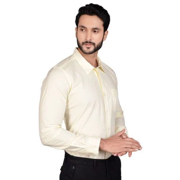 Generic Men's Casual Cotton Full Sleeve Solid Shirt (Lemon) - Image 4