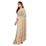Generic Women's Small Lace Georgette Printed Ready-to-Wear Saree With Unstitched Blouse 5.5 Mtr (Green)