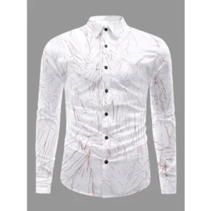 Generic Men's Casual PollyCotton Textured Full Sleeve Collar Shirt (Brown)