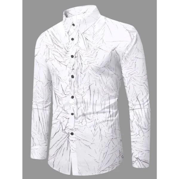Generic Men's Casual PollyCotton Textured Full Sleeve Collar Shirt (Black) - Image 3